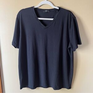 Theory Silk/Cotton Blend Black V-Neck Short Sleeve Tee